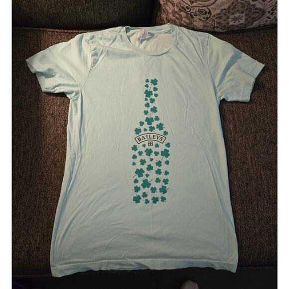 Baileys Mint Green T-Shirt Size Small Print Front and Back 100% Cotton - Picture 1 of 11